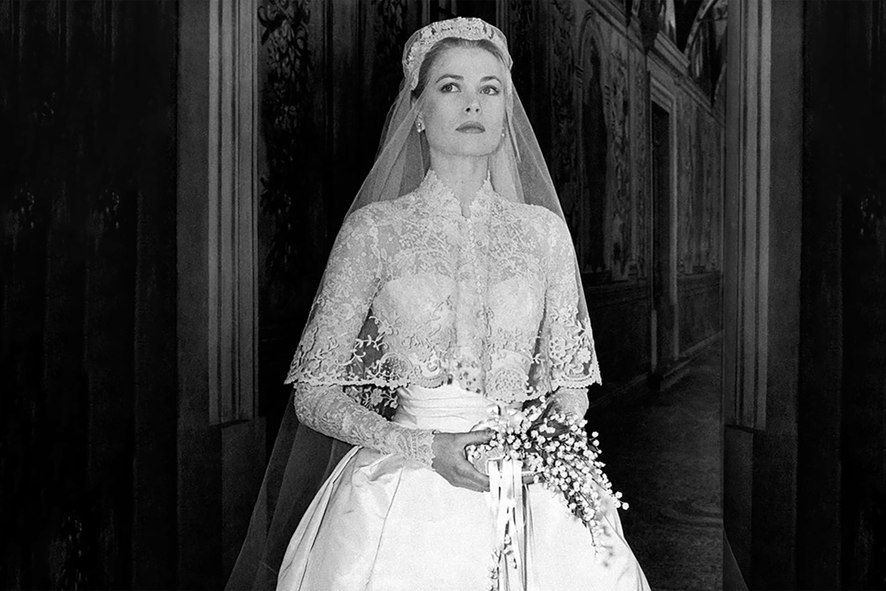 Press photo of Grace Kelly in The Wedding in Monaco, 1956