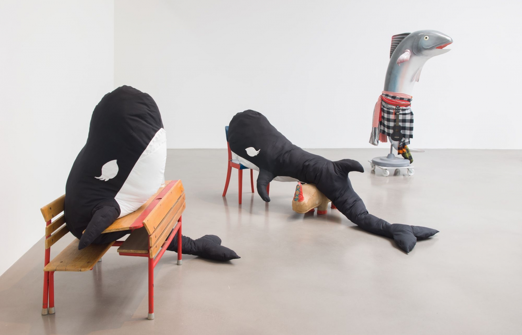 Installation view, Cosima von Bonin, WHAT IF IT BARKS?, Petzel Gallery, 2018